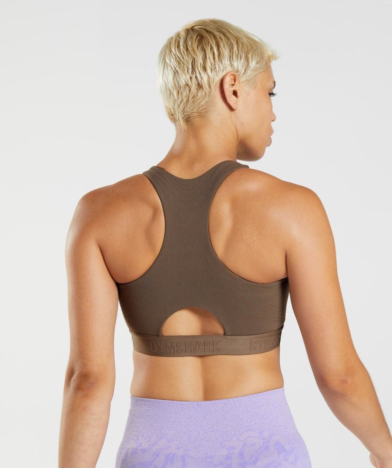 Women's Gymshark 315 Performance High Neck Sports Bra Dark Brown | NZ 4GEMLV